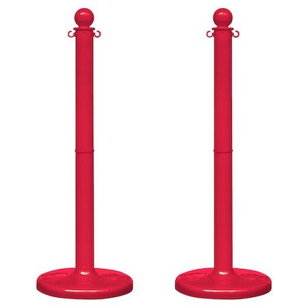 Mr. Chain Red Medium Duty Stowable Stanchion, 2PK 93705-2
